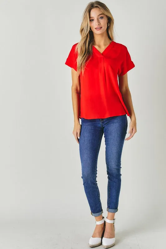 TEEK - V-Neck Dolman Sleeve Solid Top