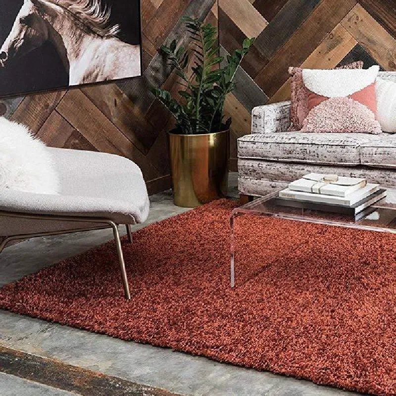 Terracotta Thick Shaggy Rug - California