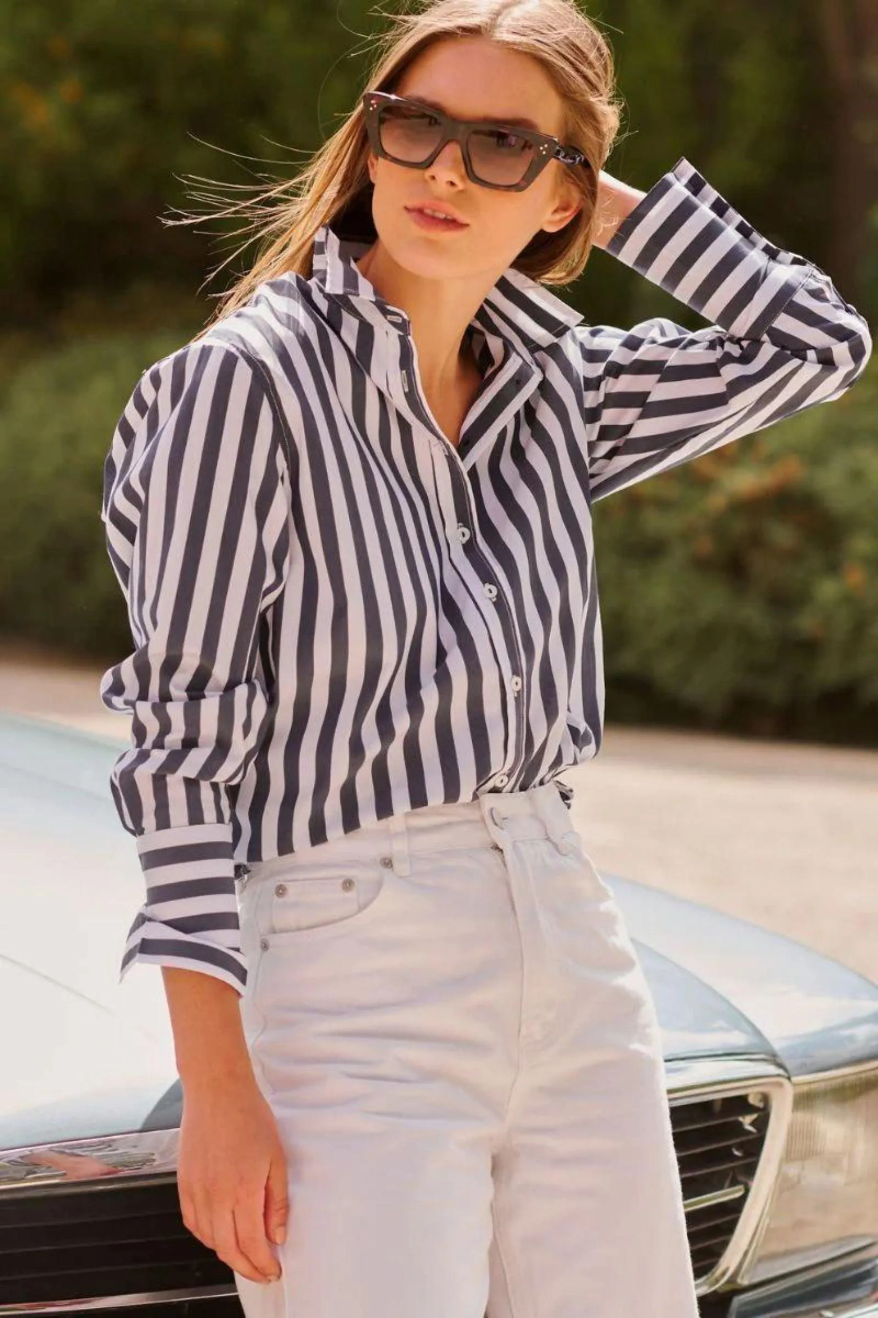 The Bianca Classic Banker Shirt | Midnight Stripe