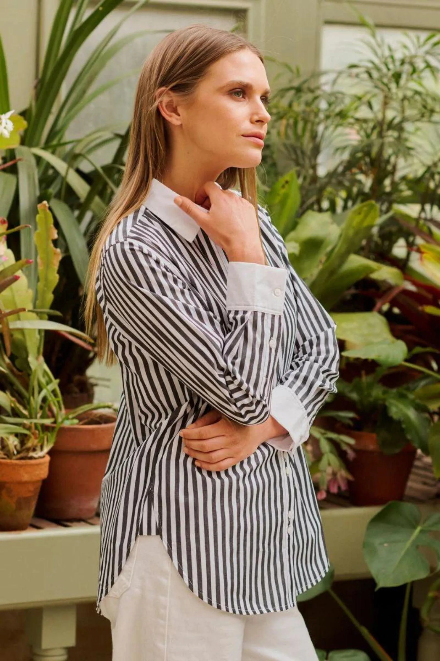 The Bianca Classic Banker Shirt | Midnight Stripe