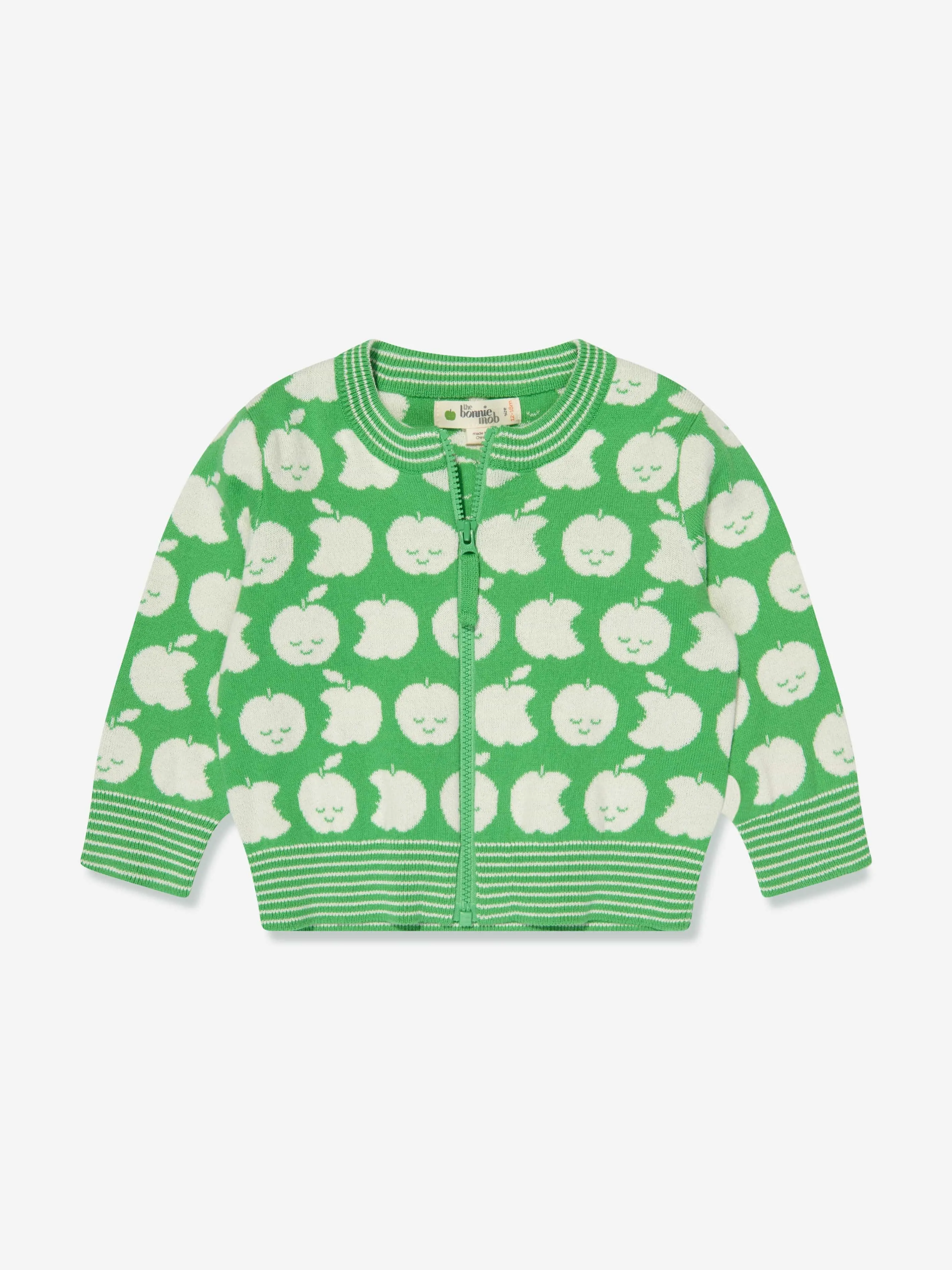 The Bonnie Mob Kids Apple Knit Cardfigan in Green