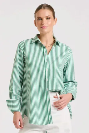 The Elodie Girlfriend Shirt | Green Stripe