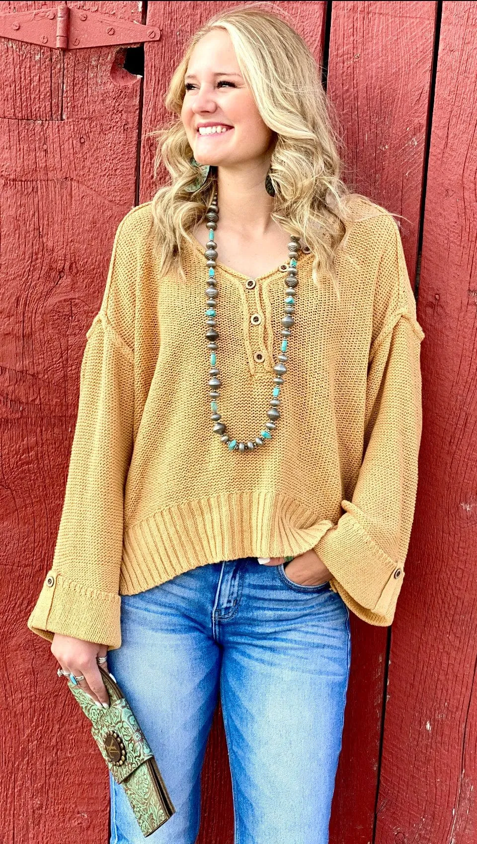 The Fall Colors Miles City Cuff Mustard Sweater