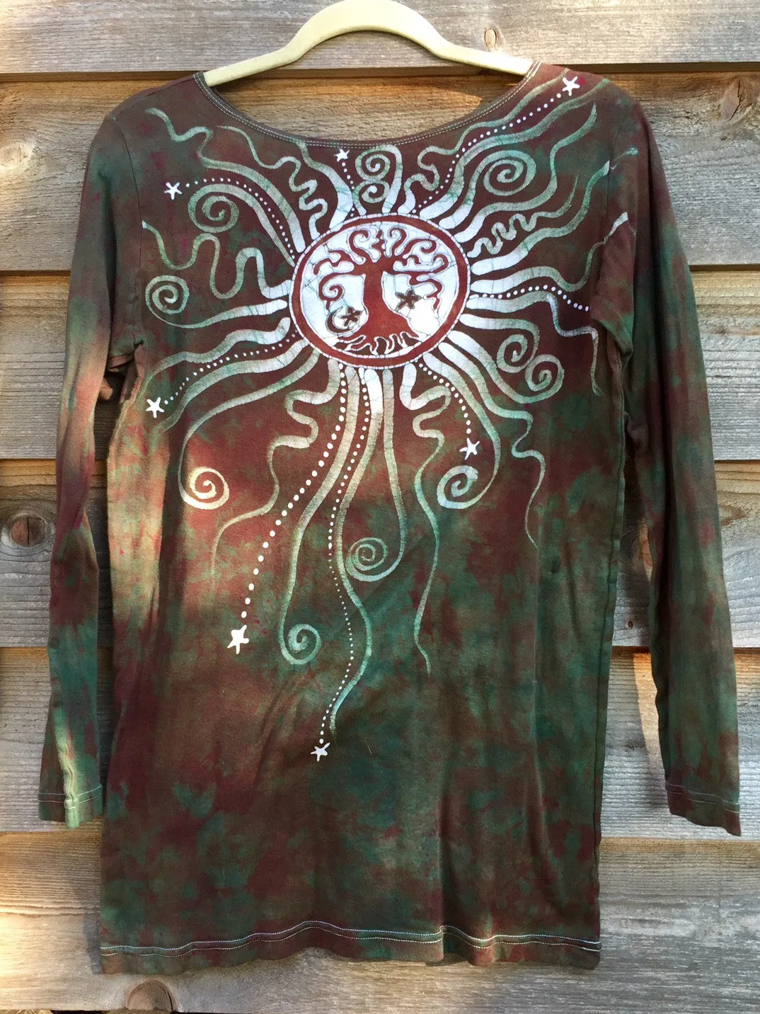 Tree Of Life In The Usnea Forest Long Sleeve Batik Top