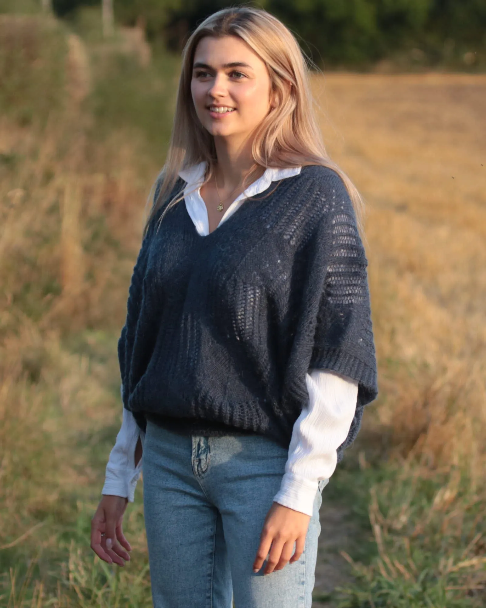 V Neck Mohair Blend Tunic