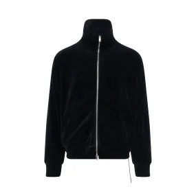 Velour Track Jacket in Black