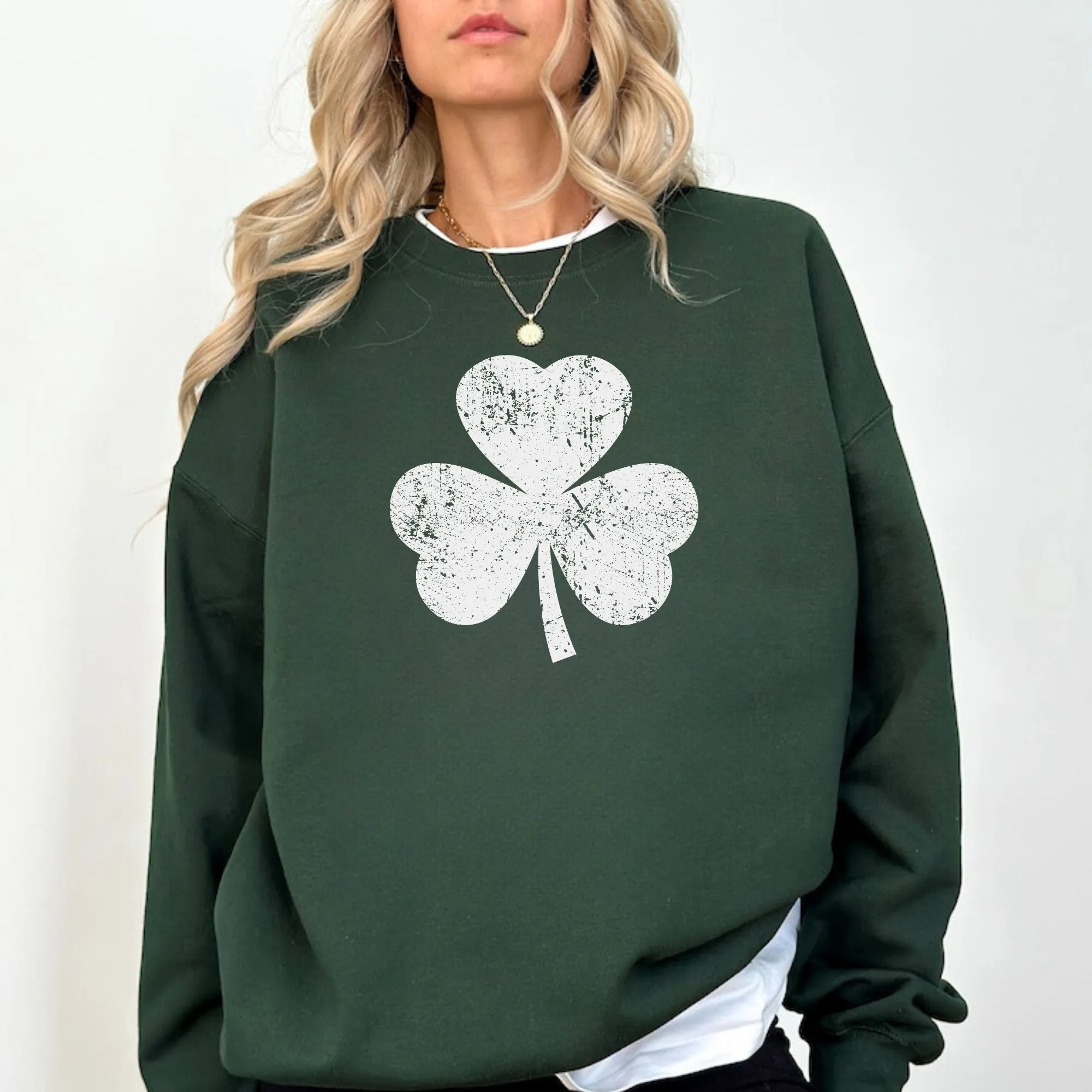 Vintage Shamrock St Patricks Day Sweatshirt for Women