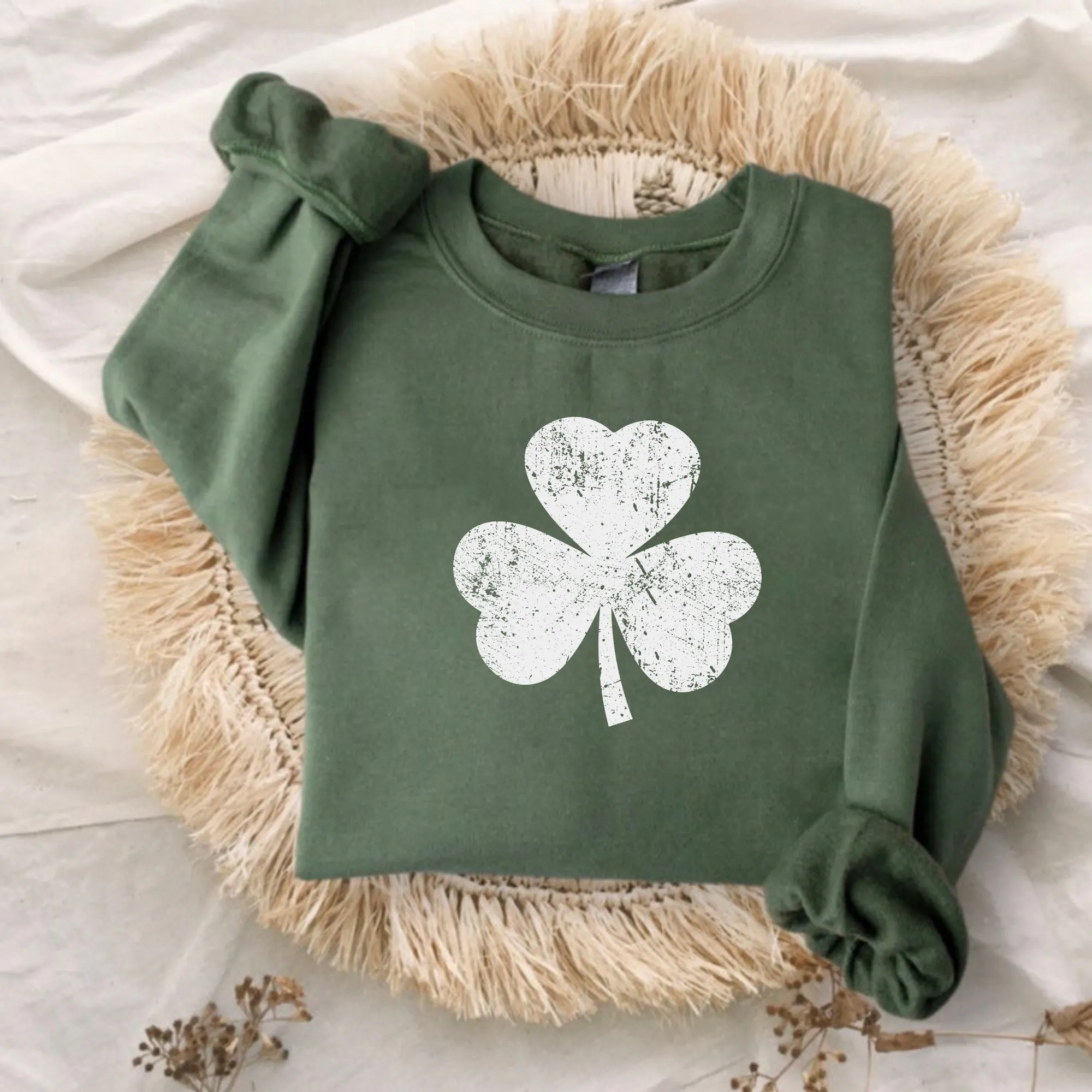 Vintage Shamrock St Patricks Day Sweatshirt for Women