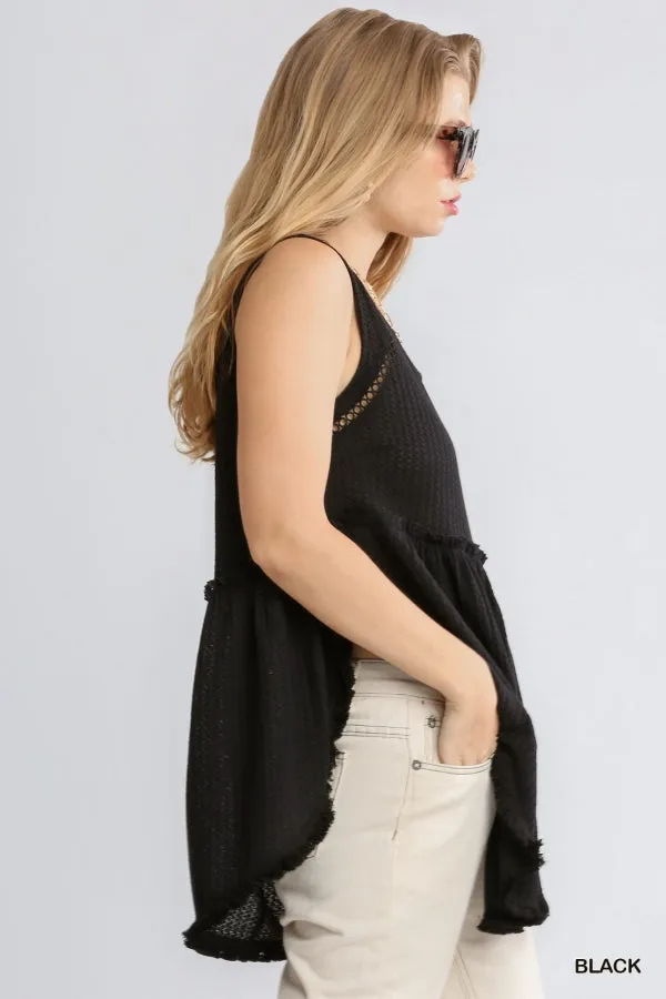 Waffle Knit Aubrey Tank - Black