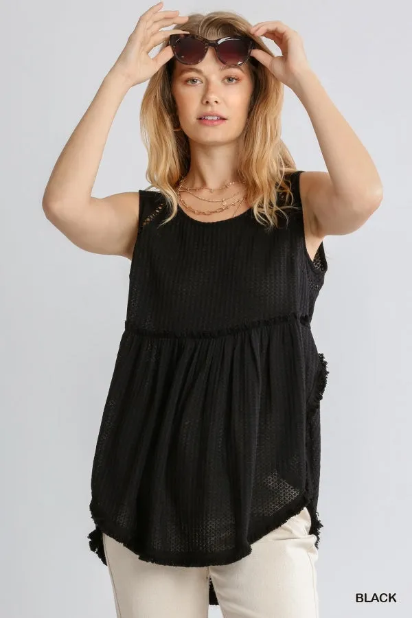 Waffle Knit Aubrey Tank - Black