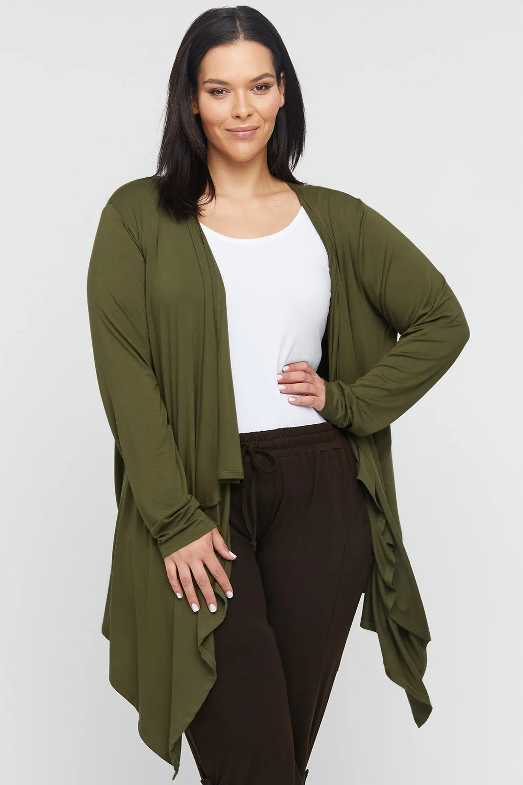 Waterfall Cardigan - Dark Olive