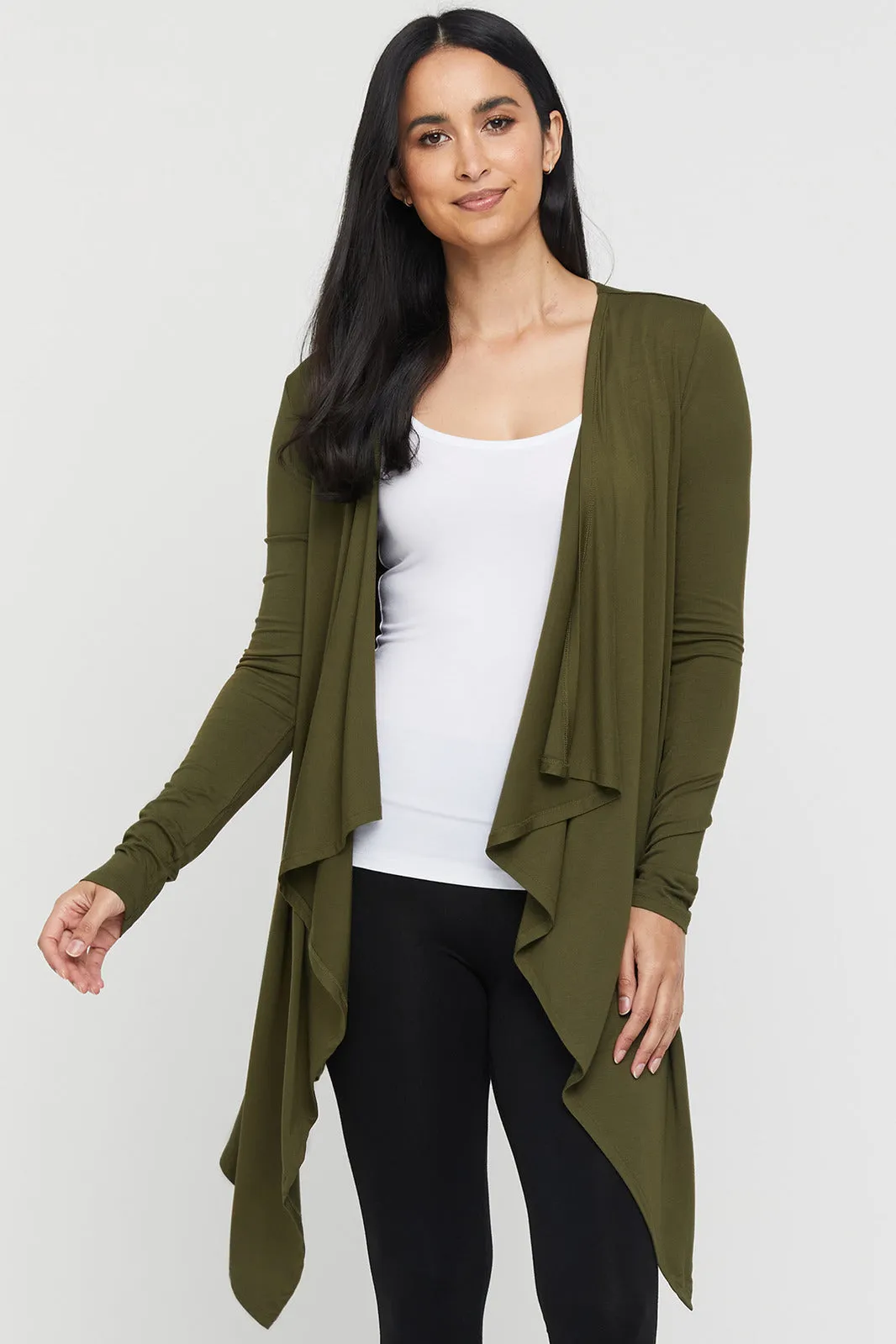 Waterfall Cardigan - Dark Olive