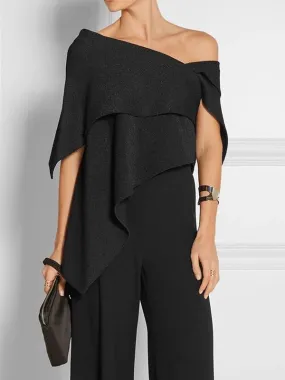 Wenkouban-Black Friday Christmas Thanksgiving Urban Asymmetric One Shoulder Tunic Top