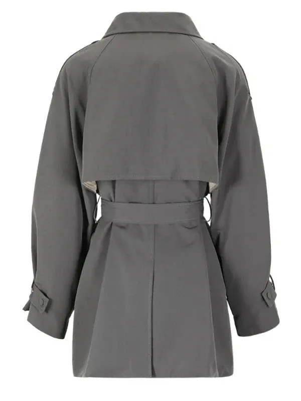 Wenkouban-Winter outfits Christmas Black Friday Gray Strap Sleeve Autumn Windbreaker Trench Coat