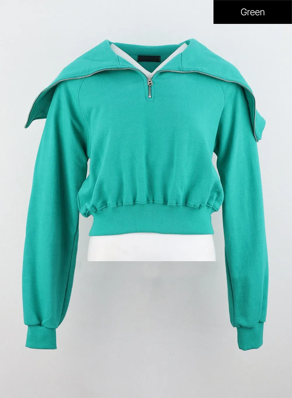 Wide Collar Half-Zip Sweatshirt OS302