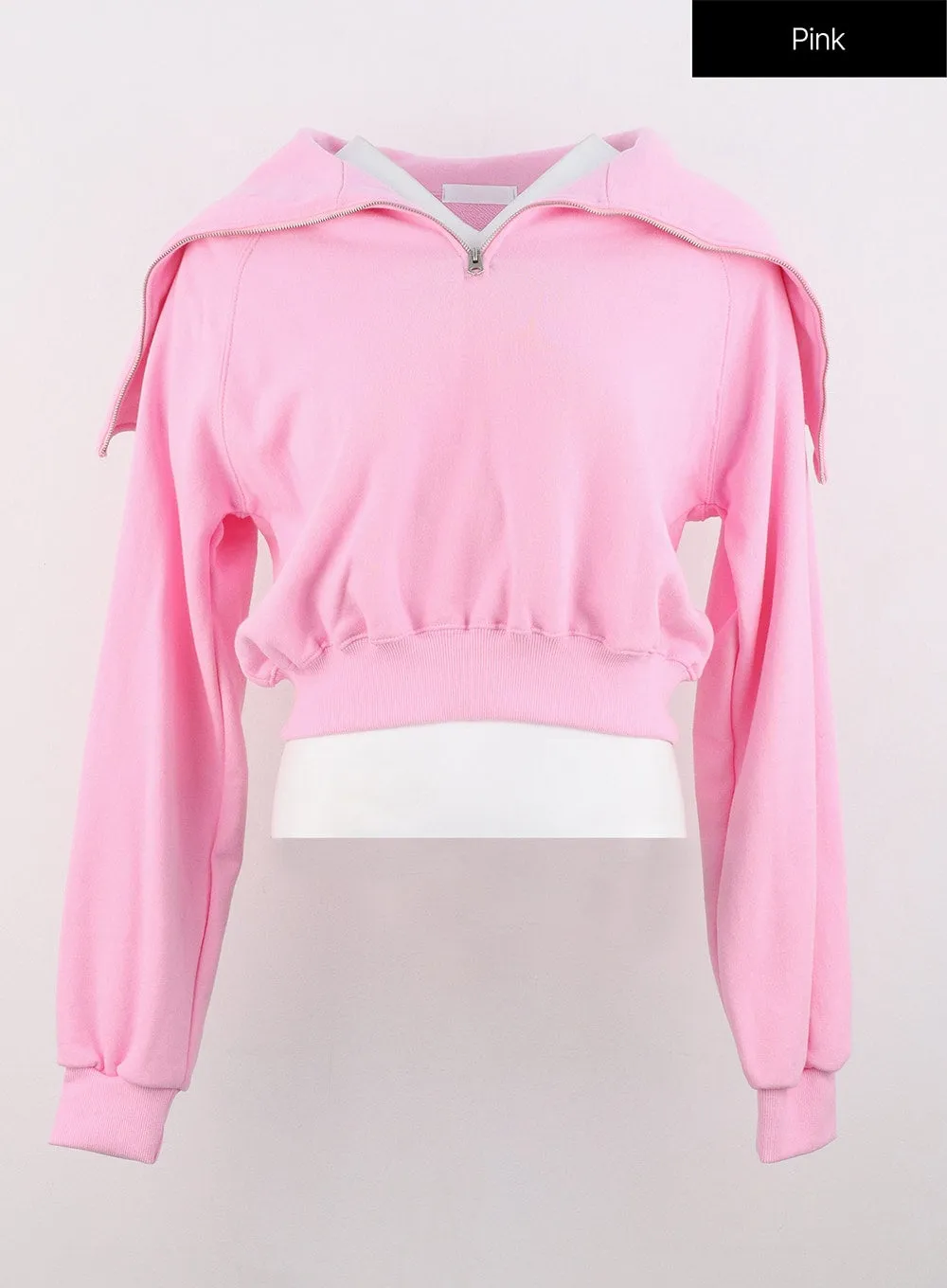 Wide Collar Half-Zip Sweatshirt OS302