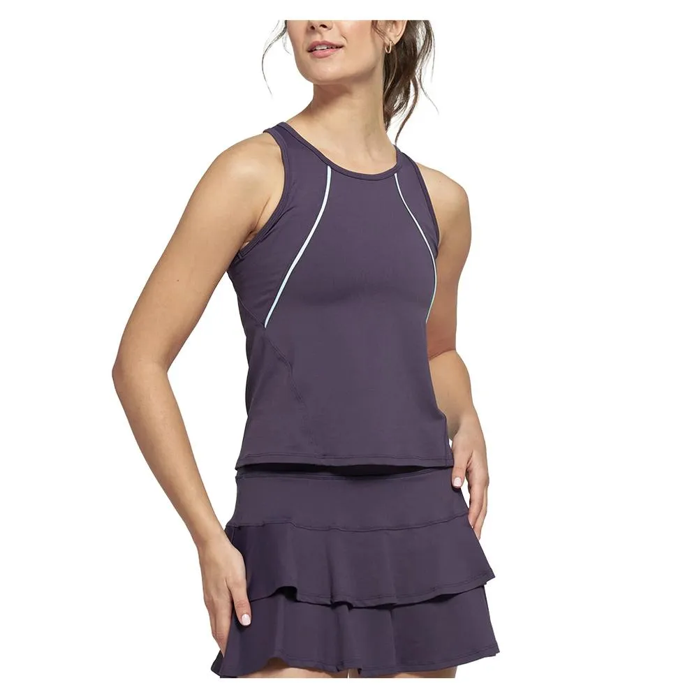 Women's Daily Tennis Tank Dark Purple and Sea Crystal