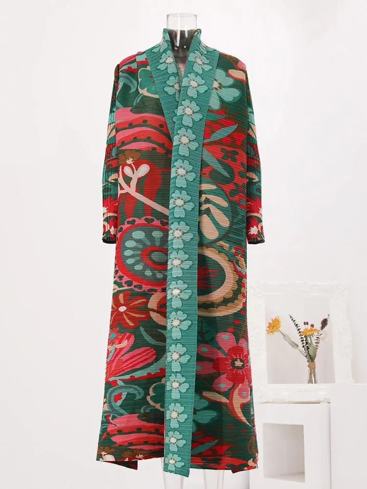 Women's Elegant Floral Paradise Long Coat