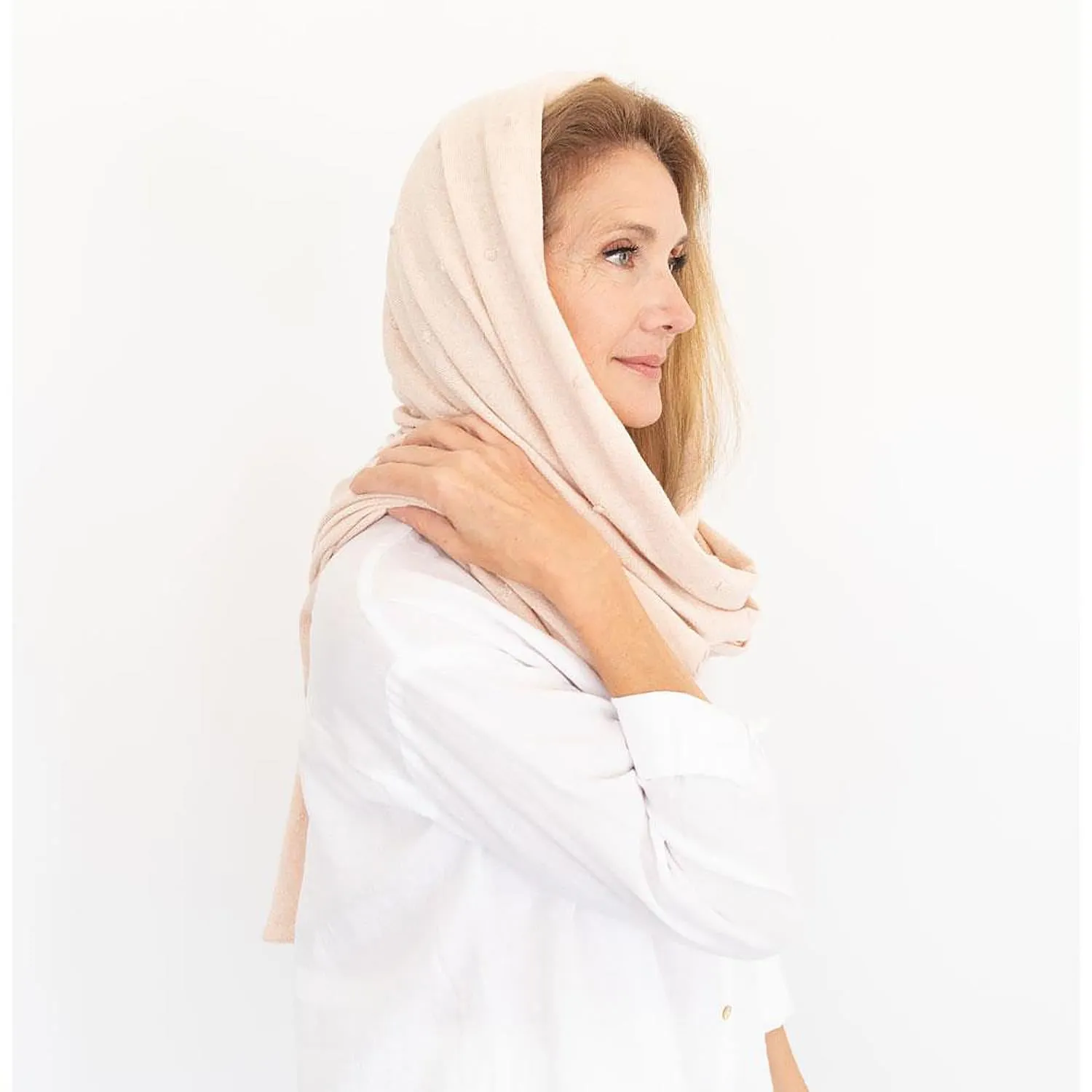 Women's Zestt Organics Organic Cotton Dreamsoft Travel Scarf Blush Bubble Knit