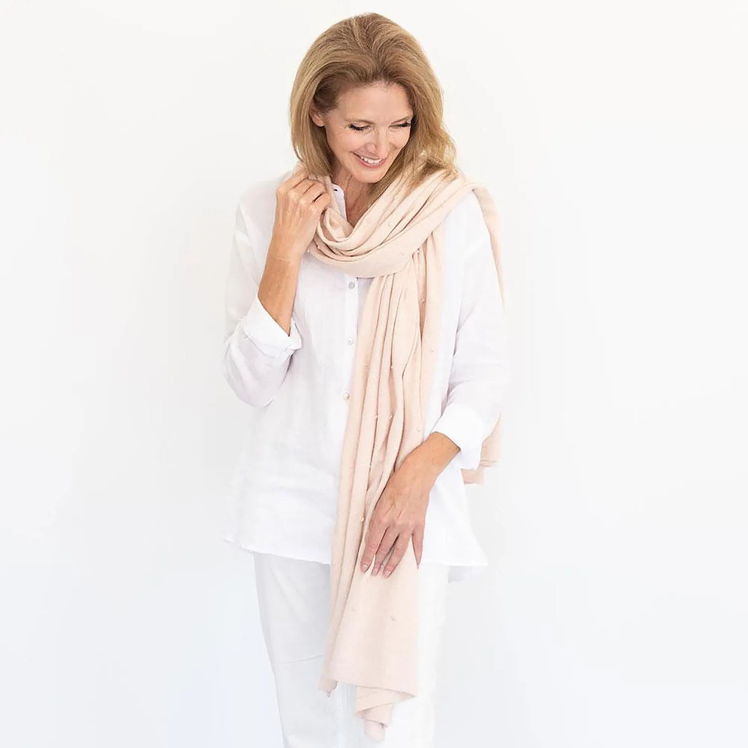 Women's Zestt Organics Organic Cotton Dreamsoft Travel Scarf Blush Bubble Knit