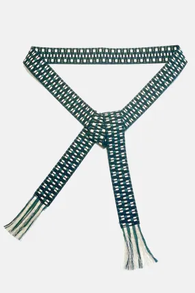 WOVEN BELT "ZIGZAG" - ECRU/GREEN/BLACK