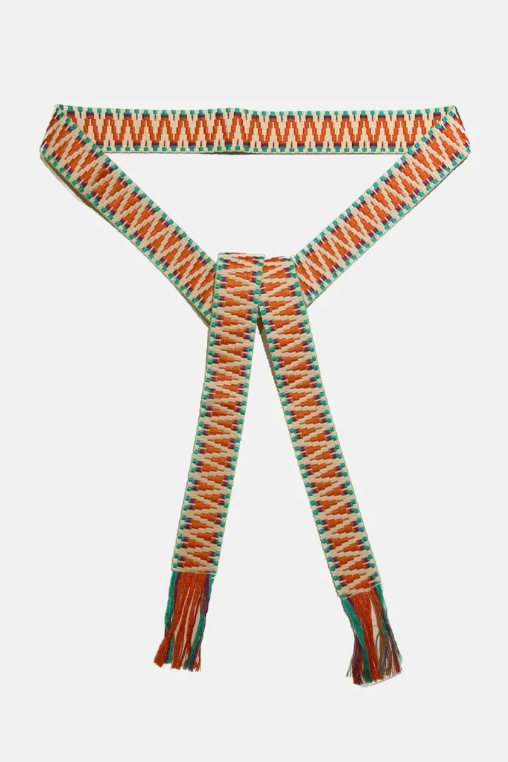 WOVEN BELT "ZIGZAG" - ORANGE/GREEN/PURPLE