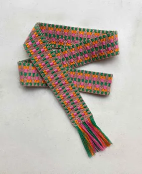 WOVEN BELT "ZIGZAG" - ROSE/ORANGE/GREEN