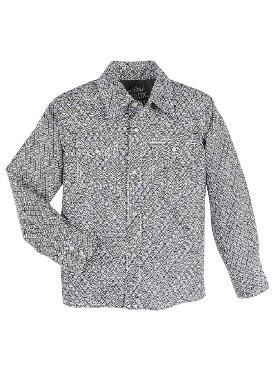 Wrangler Boy's Grey Hatch 20x Comfort Snap Shirt