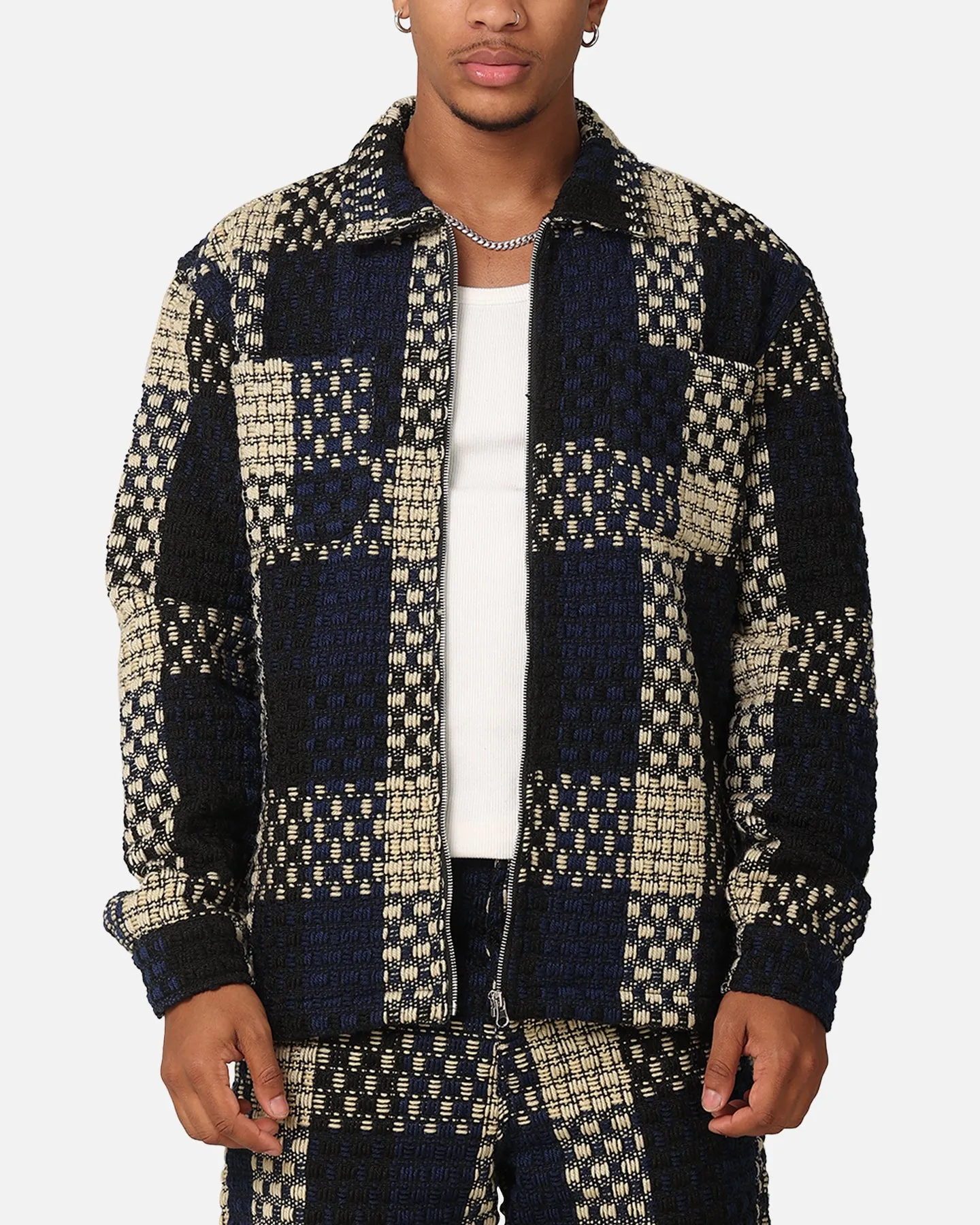 XXIII Textured Weave Jacket Blue/Black/Yellow